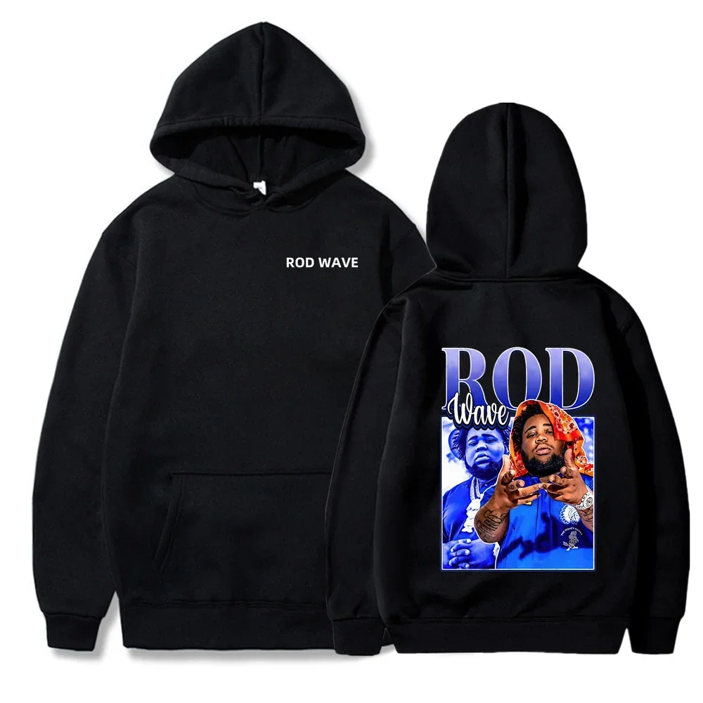 

Rod Wave Blue Hoodie Men's Autumn and Winter Fashionable Casual Warm Sweater