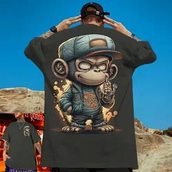 Erkekler için hayvan T-Shirt 3d Hip-Hop maymun baskı günlük rahat kısa kollu gevşek boy T-Shirt sokak Harajuku üstleri Tee 2024