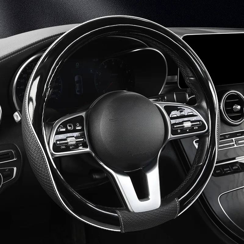 

Fashion Leather Steering Wheel Covers Universal Car Steering Wheel Cover Car Accessories Interior Non Slip Steering Wheel Grip