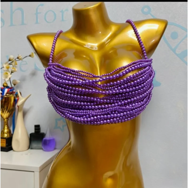Damen Mehrschichtiges Perlenbesetztes Cami-Body-Harness-Top mit Verstellbaren Trägern, Körperkette für Rave, Festival, Strand, Nachtclub, Körperschmuck 2026 – Detail 6