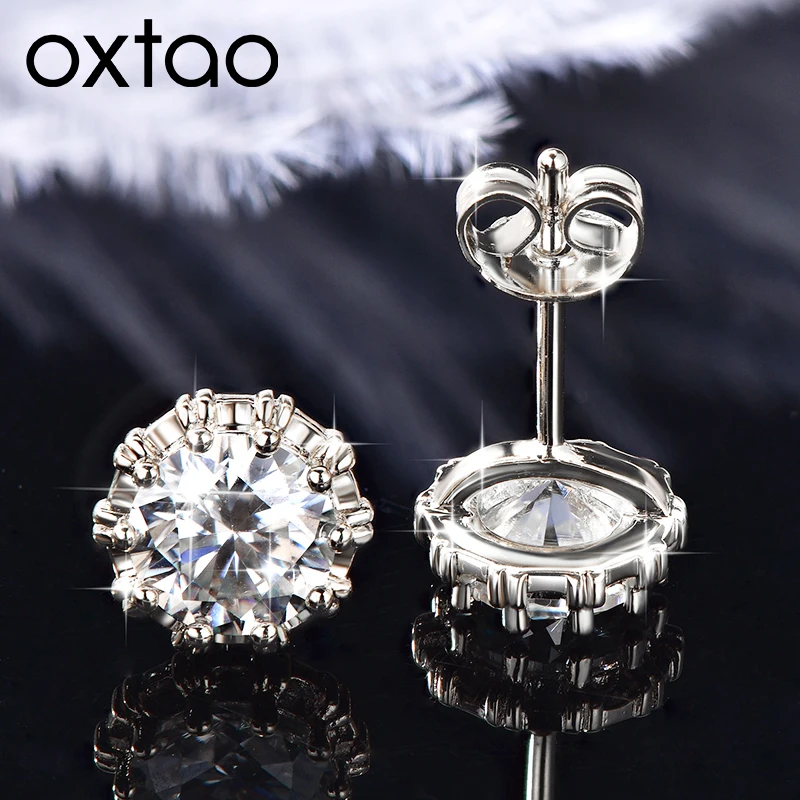 

Круглые серьги-гвоздики OXTAO с муассанитом, 6,5 мм, D VVS1, имитация бриллиантов, для женщин, с покрытием из 14-каратного золота, сверкающие изысканные ювелирные изделия