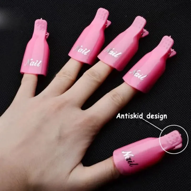 10/20/40Pcs สีสันเล็บอะคริลิค Soak Off หมวกคลิปเล็บทําความสะอาดเล็บ UV GEL Polish Soak off Wrap เครื่องมือสําหรับนิ้วมือ