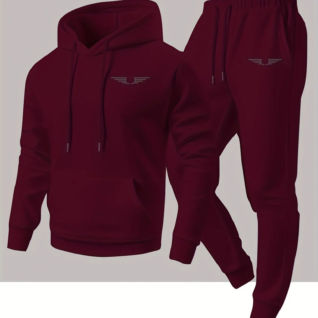 2026 Men 2Pcs Tracksuit Wing Graphic Print Hoodie Set Long Sleeve Hooded Sweatshirt Jogger Pants Casual Sports Suit Daily Outfit view 3