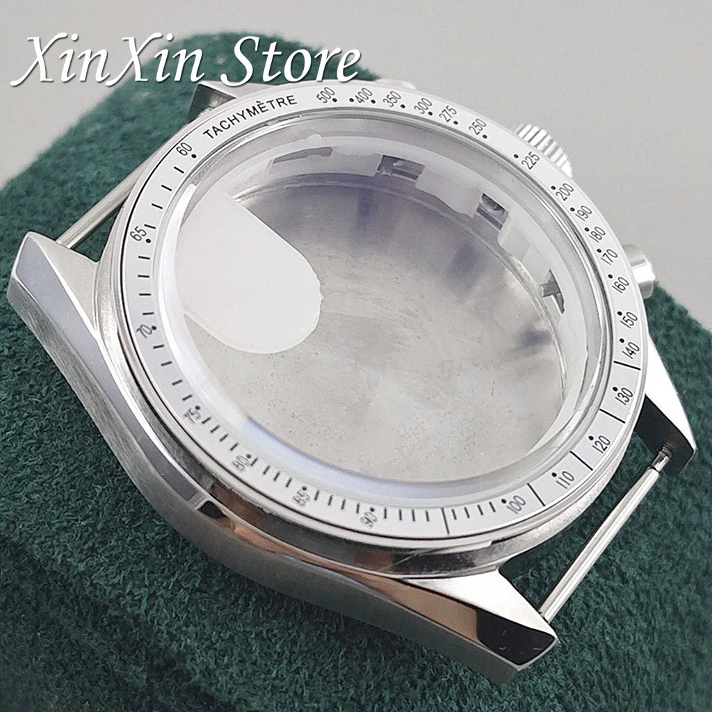 عالية الجودة 39.7 مللي متر ساعة الفولاذ المقاوم للصدأ القمر الغطاء الخلفي حافظة كرونوغراف ل VK63 VK64 حركة الكوارتز لصندوق ساعة OMG