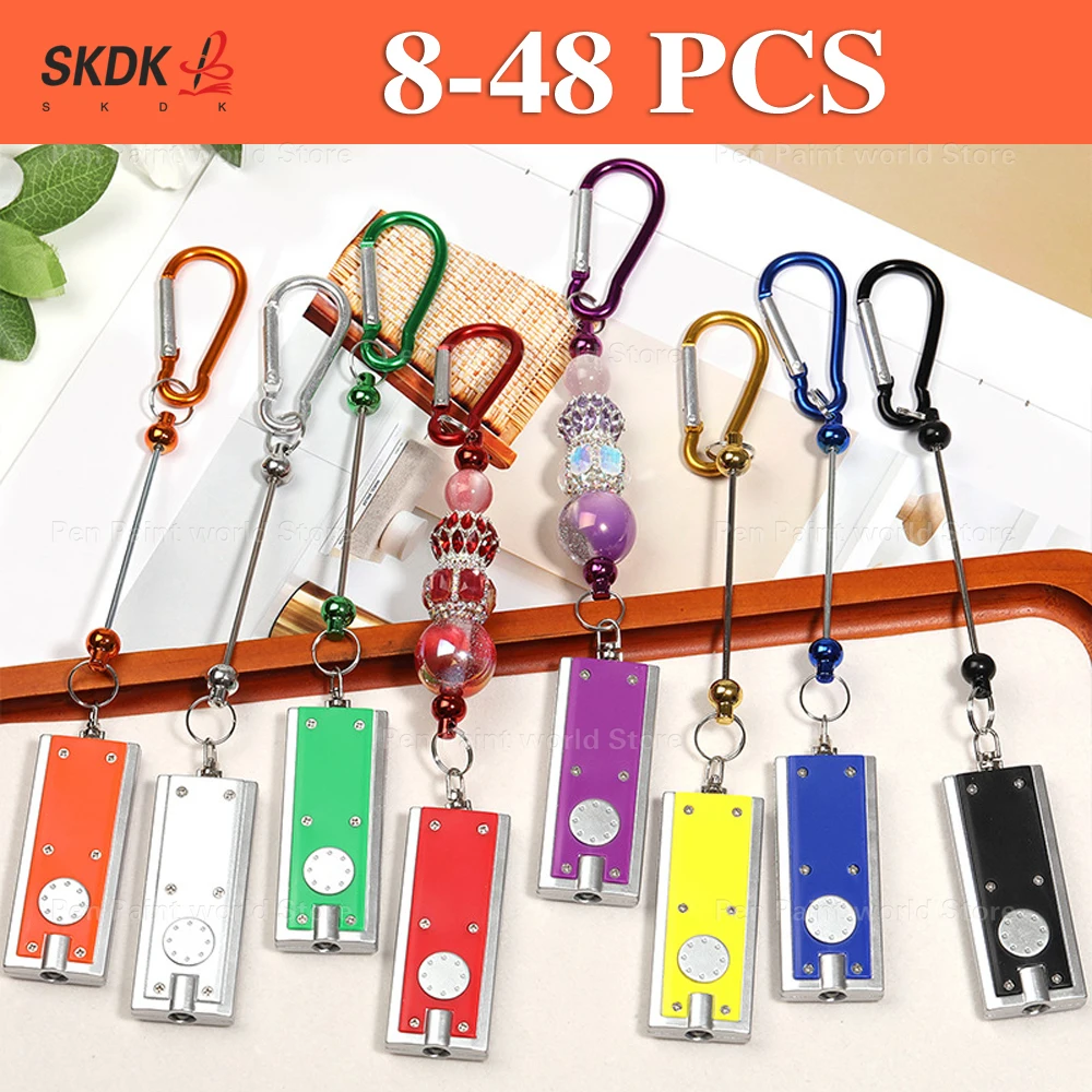 8-48Pcs LED Flashlight with DIY Beads & Carabiner Hook | Portable Outdoor Lighting for Camping