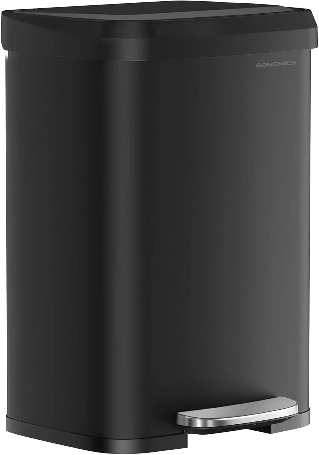 

13 Gallon Stainless Steel Trash Can with Step Pedal, Soft Close Lid, Large Kitchen Garbage Can for Big Families, Black