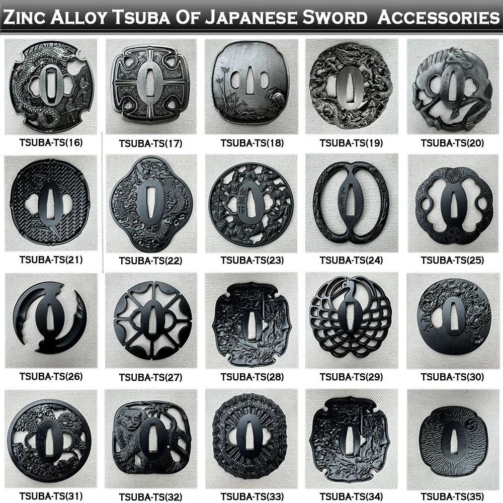 Espada samurái japonesa Koshirae-Tsuba, material de aleación de zinc, opción 16-35, Tsuba, protectores de espadas japonesas, Wakizashi