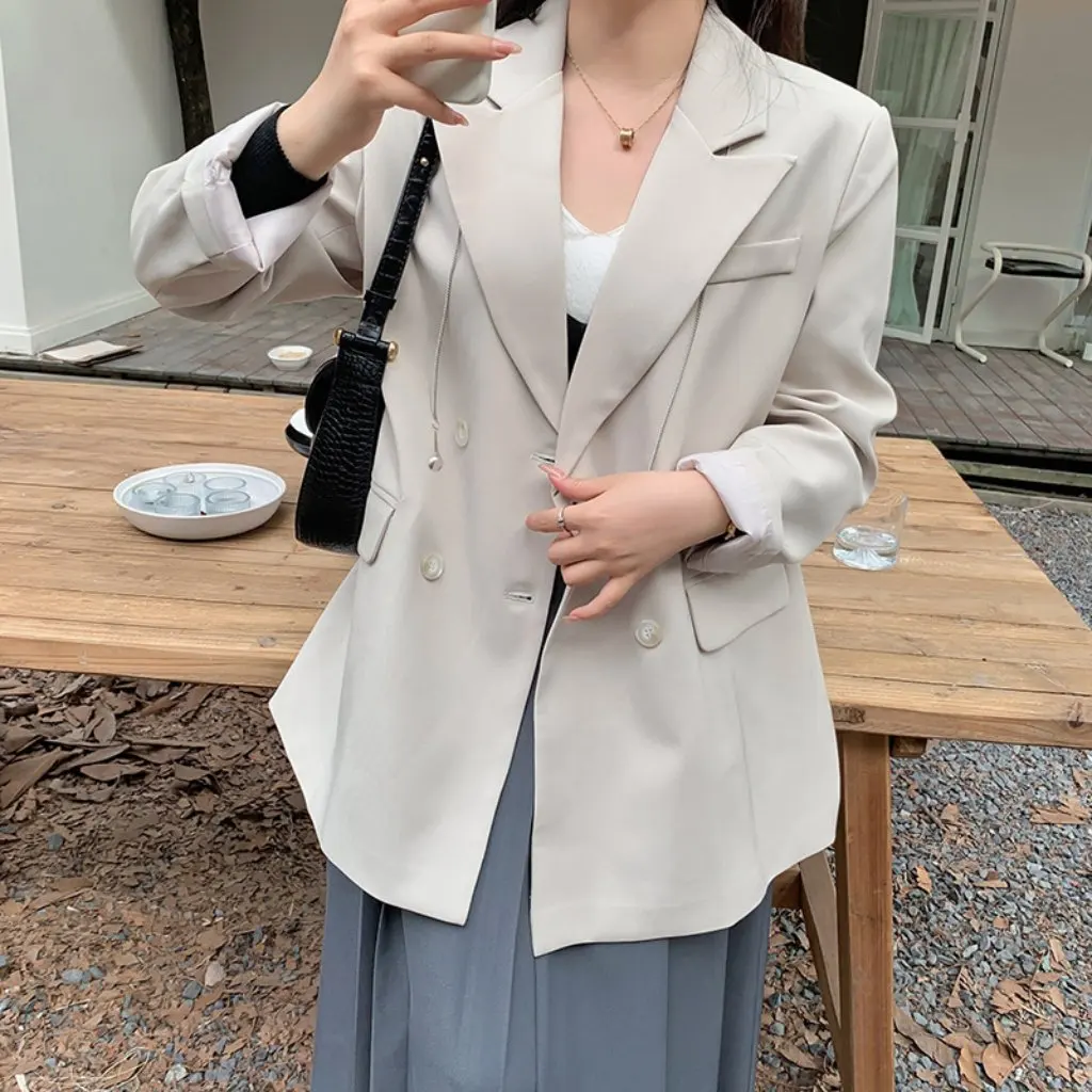 

Xuanchen, рабочая одежда большого размера во французском стиле ретро, элегантная куртка с длинными рукавами, свободный костюм, закрывающий телесный костюм для весенней новой коллекции