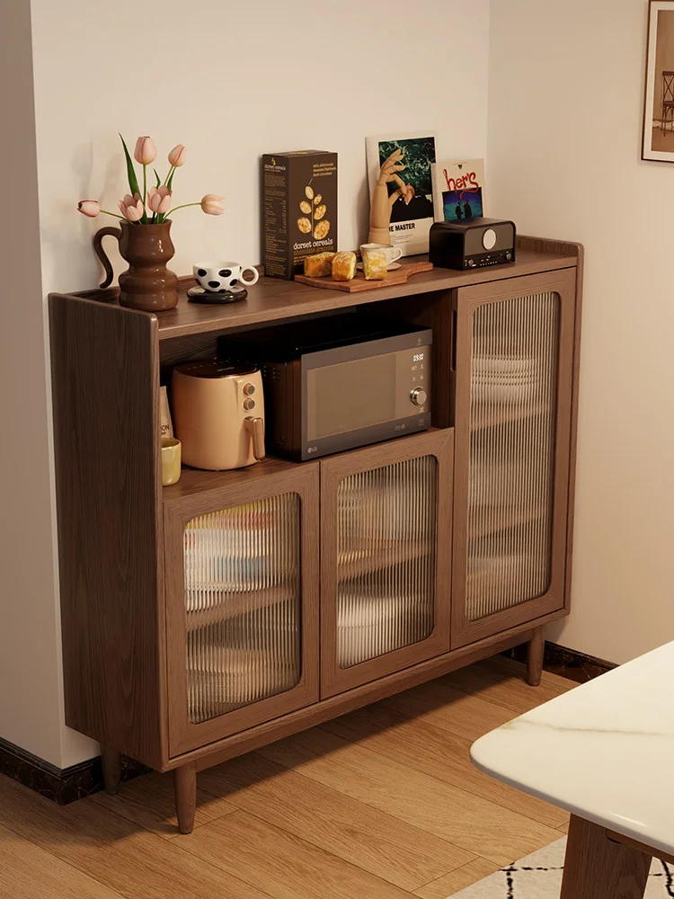 #Solid Wood Sideboard Modern Minimalist Small Apartment Kitchen Living Room Storage Cabinet All-in-One 30 Cm CBG020