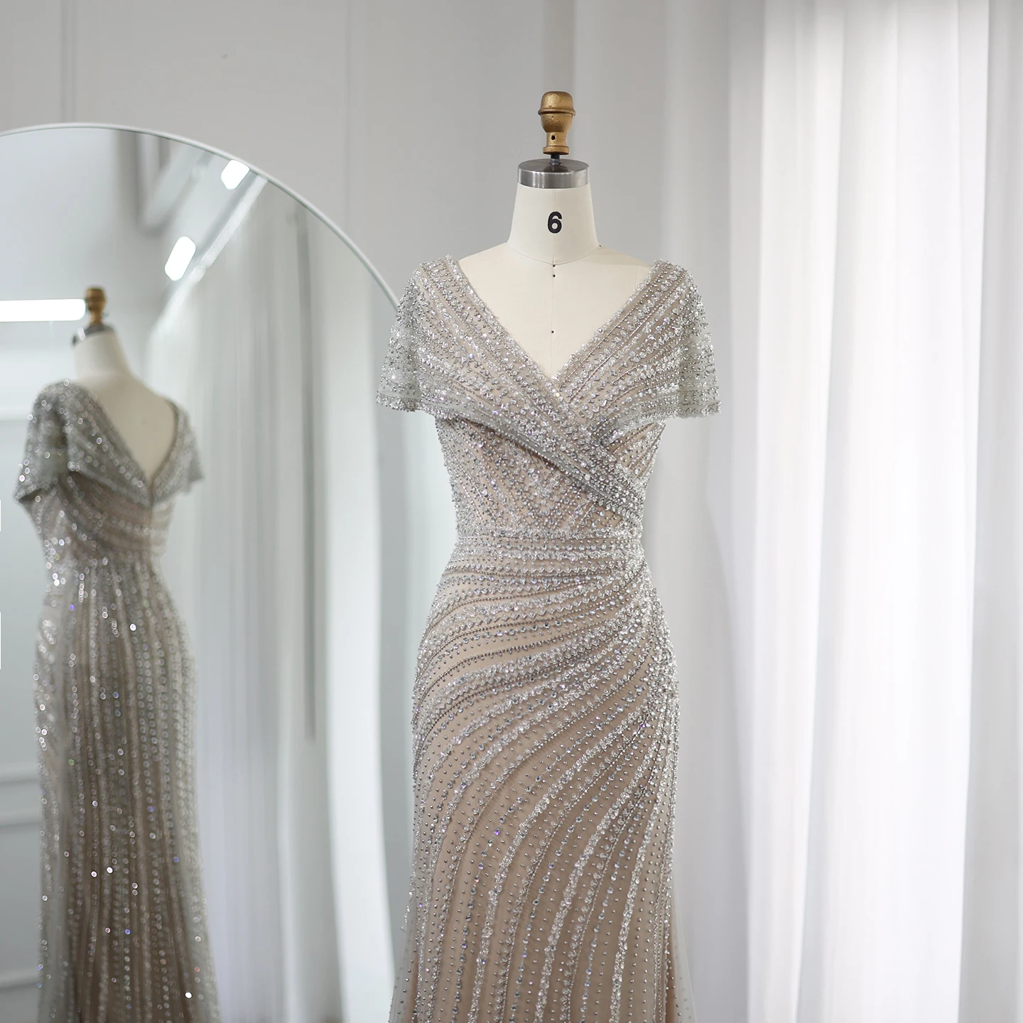 silver and gold party dresses Sequin Mini Dress with Sheer Corset Bodice – Available in Gold & Silver main image 0