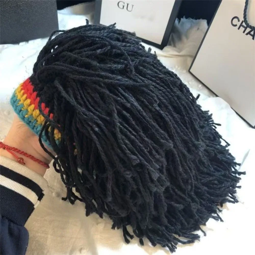 Unisex Synthetic False Braid Dreadlock Wig Beanie Caps Handmade Crochet Hat Gorro Rasta Jamaica African Party Hip Hop Dance Hat image 2
