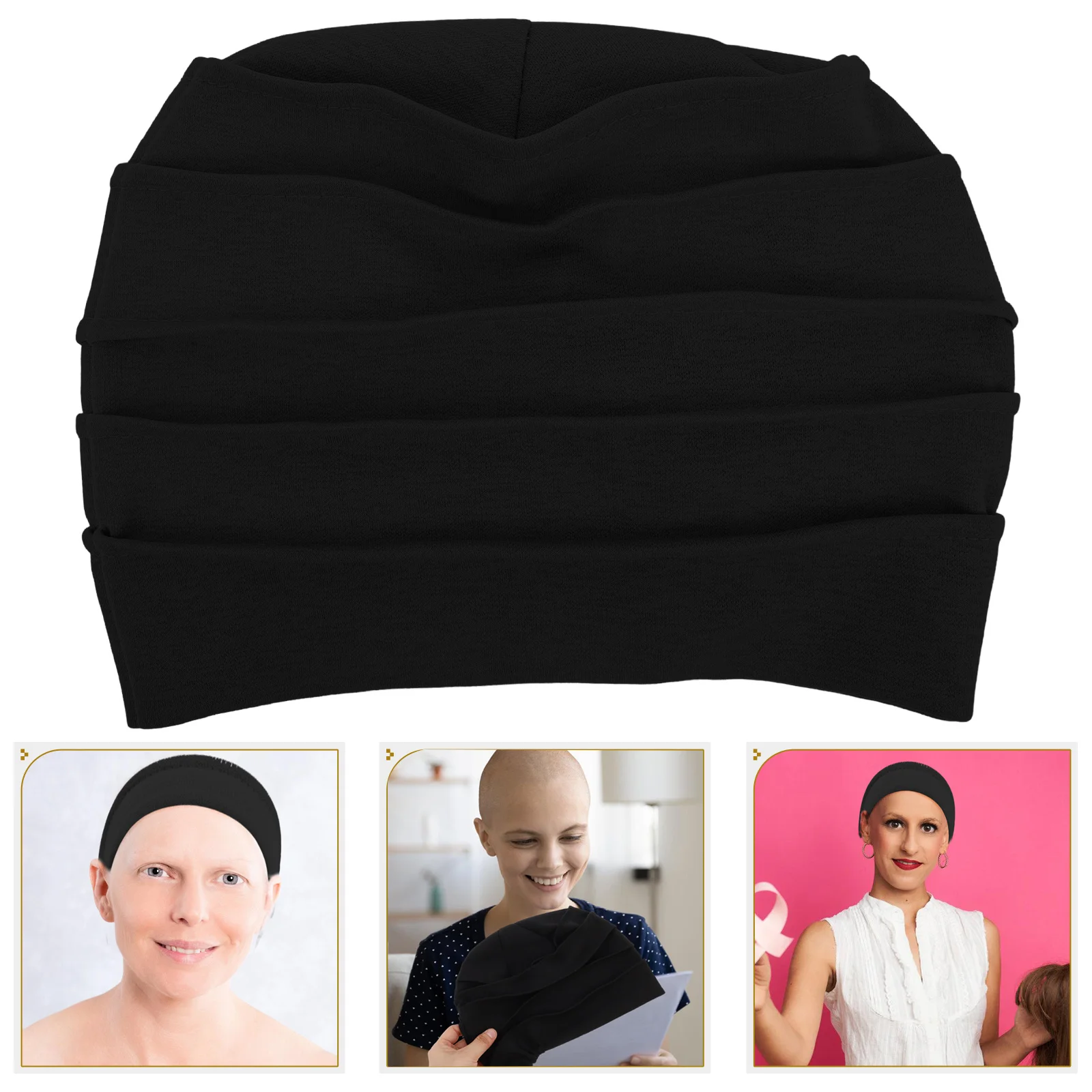 

Breathable Sleep Cap Hair Loss Cooking Chemo Headwear Black Beanie for Nighttime