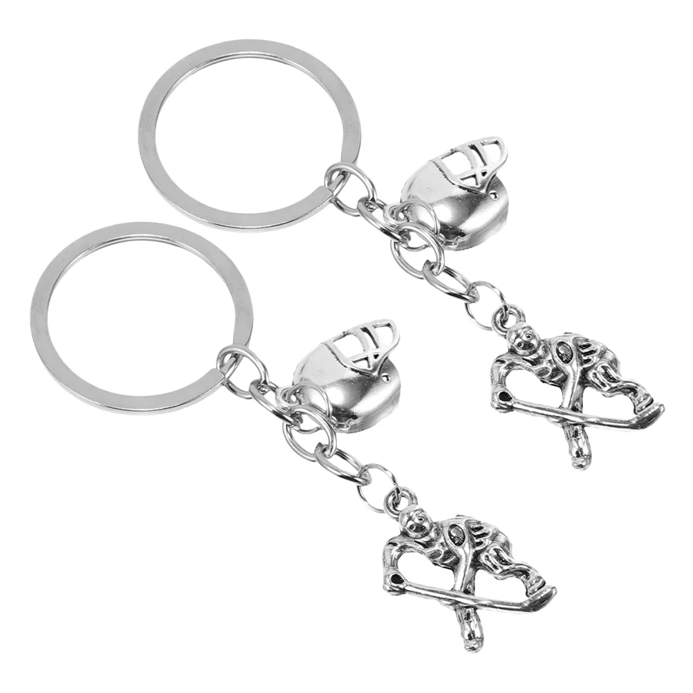 2 Pcs Hockey Keychain Sport for Men Player Players Holder Motorcycle Skiing Zinc Alloy Women Coaches Christmas Shackle