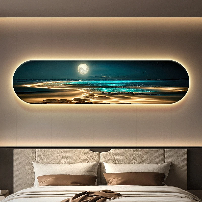Ocean Waves Wall Lamp Entrance Decoration Light Painting Moon Corridor Hanging Painting Light Sea Home Living Room Mural Light
