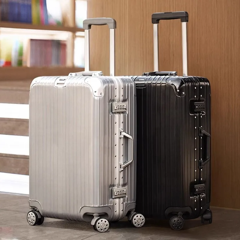 aluminum frame trolley case, sturdy suitcase, female universal wheel boarding password case.