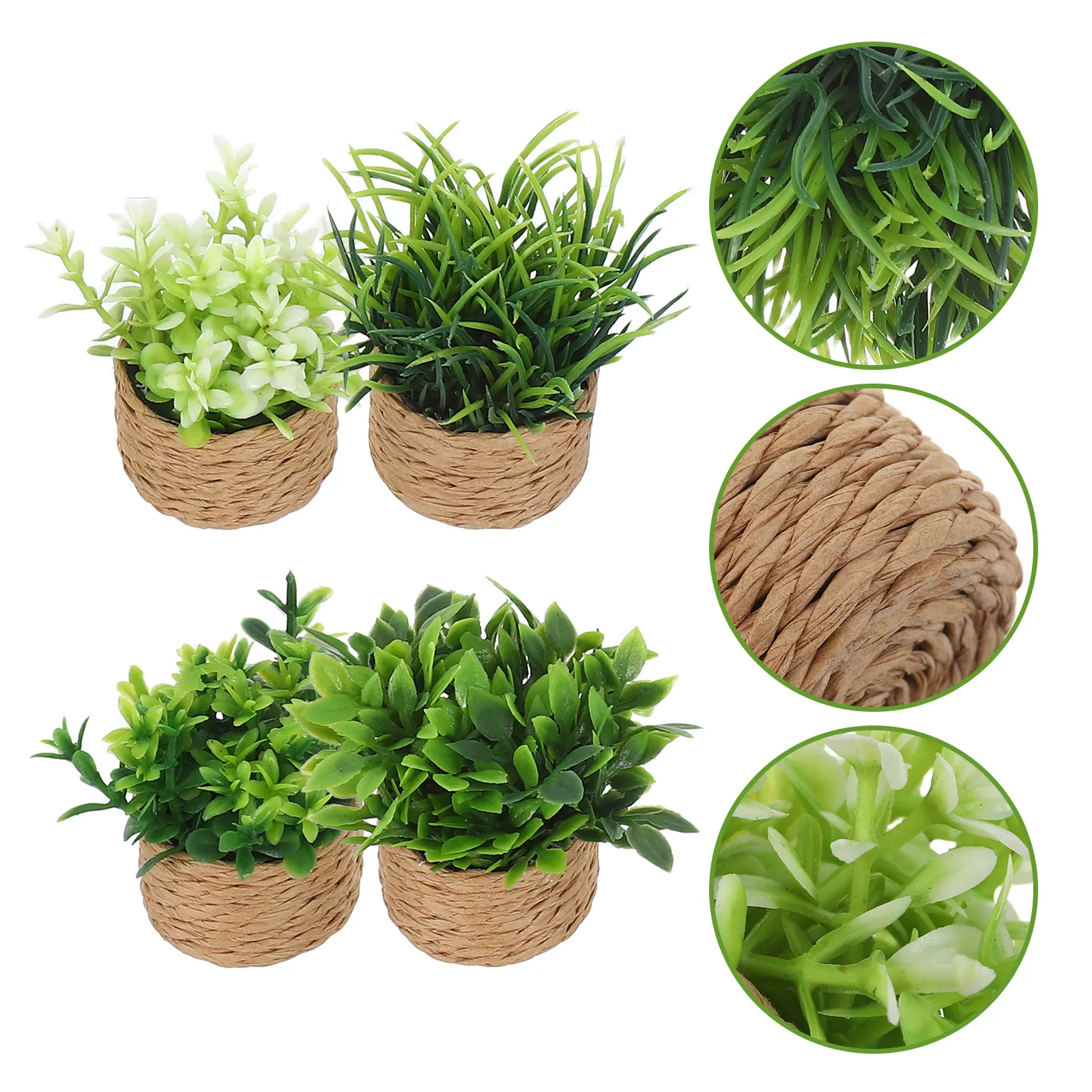 

Набор из 4 реалистичных миниатюрных искусственных растений бонсай в горшках для кукольного домика, миниатюрных домашних растений, украшения мини-сада