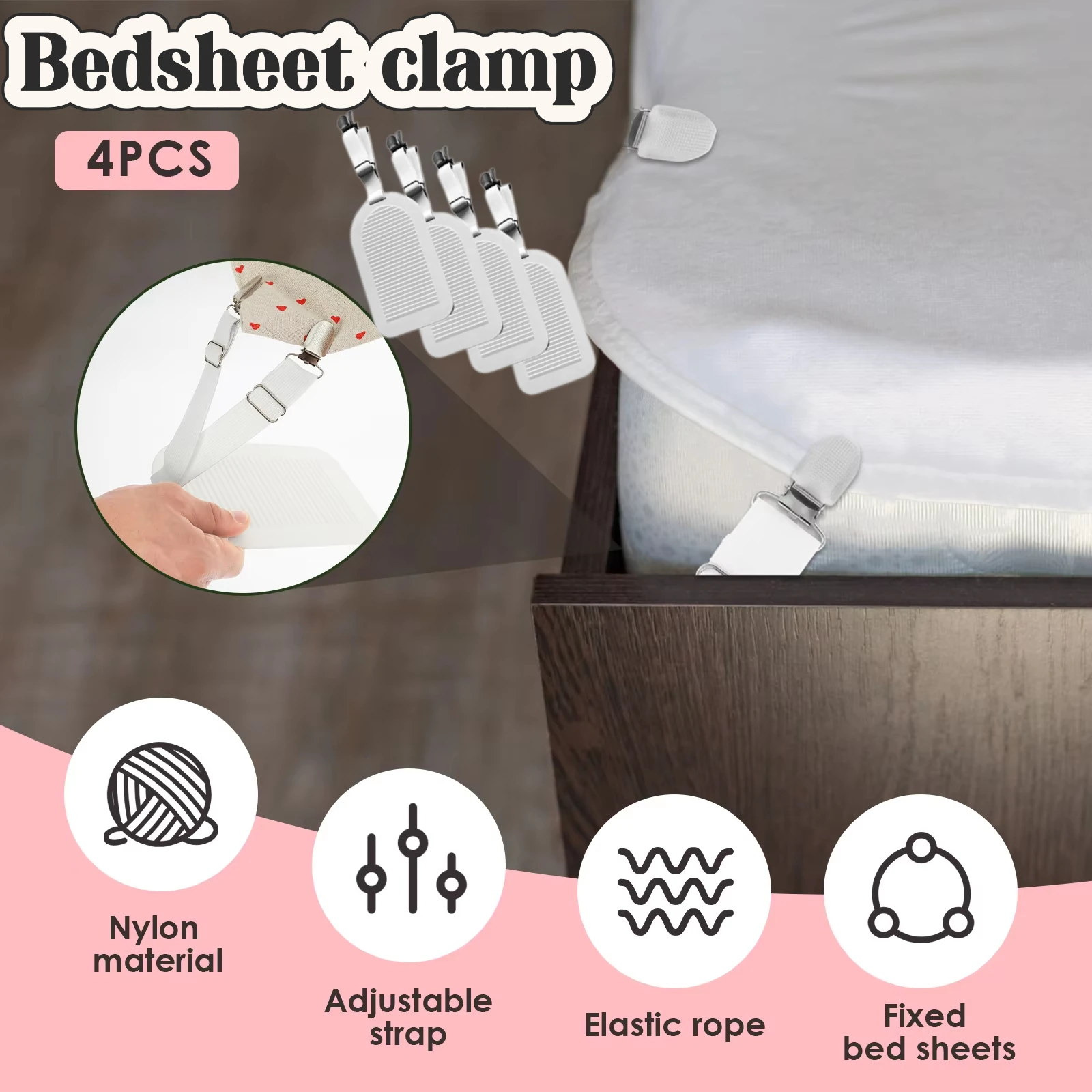 

Adjustable Elastic Bed Sheet Straps Mattress Clip Fasteners Durable For Bedding Blankets Cover Fixing Home Hotel Anti SlipGadget