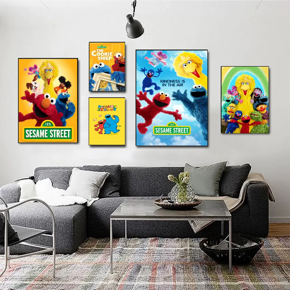 S-Sesame S-Street Movie Anime Posters Sticky Fancy Wall Sticker For Living Room Bar Decoration Room Wall Decor