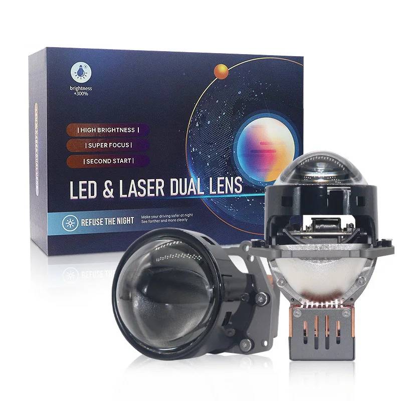

3 Inch Bi LED Projector Lens Car Headlight Hi Lo Beam 12V 95W 6000K Double Reflectors