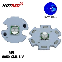 5PCS Epileds 5050 XML 5W UV Purple 395NM - 400NM Led Emitter Lamp Light 3.4-3.8V 1200mA On 8MM 12MM14MM 16MM 20MM PCB Board