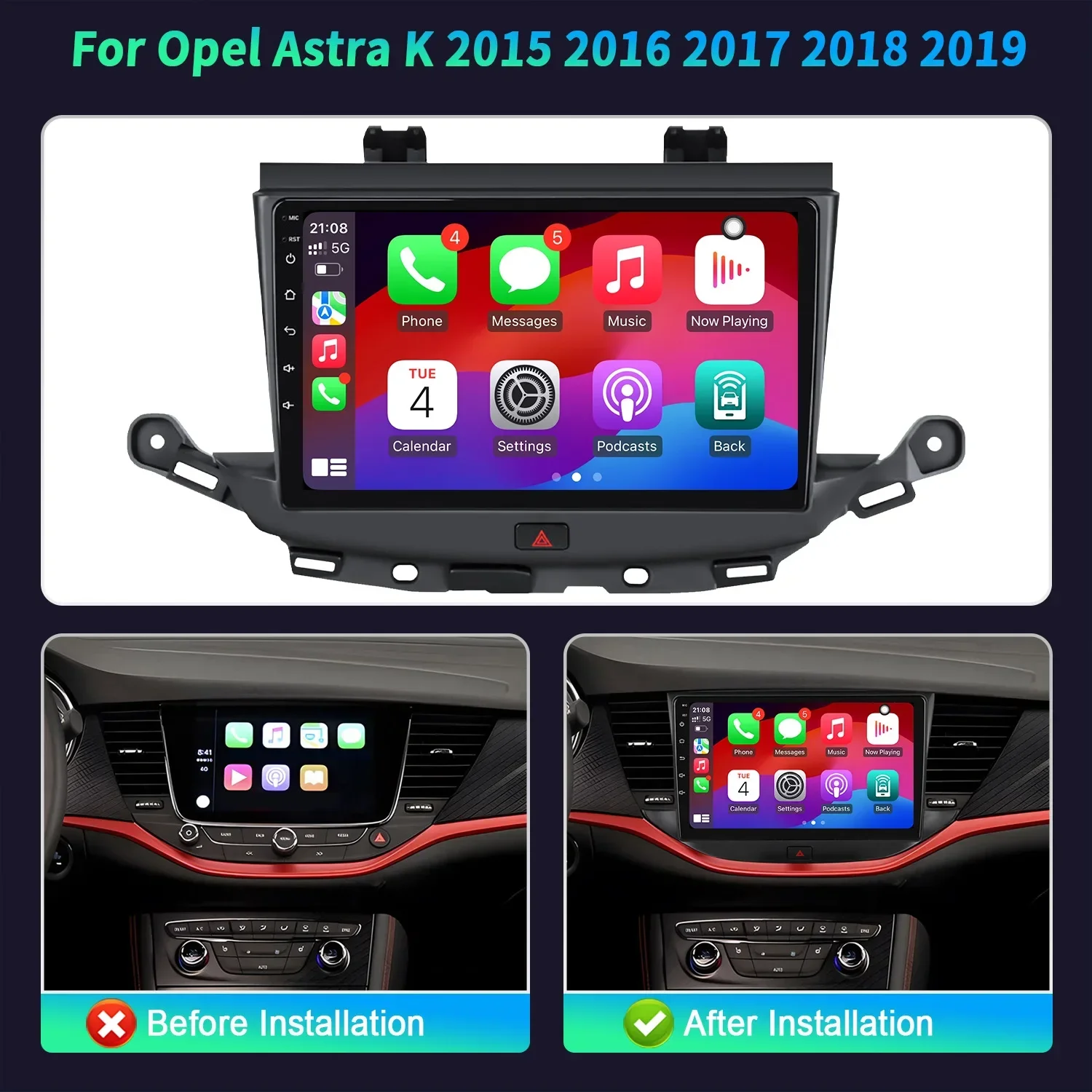 For Opel Astra K 2015 - 2019 Android 14 Wireless Carplay Stereo Screen Car Radio Multimedia Video Navigation Head Unit WIFI