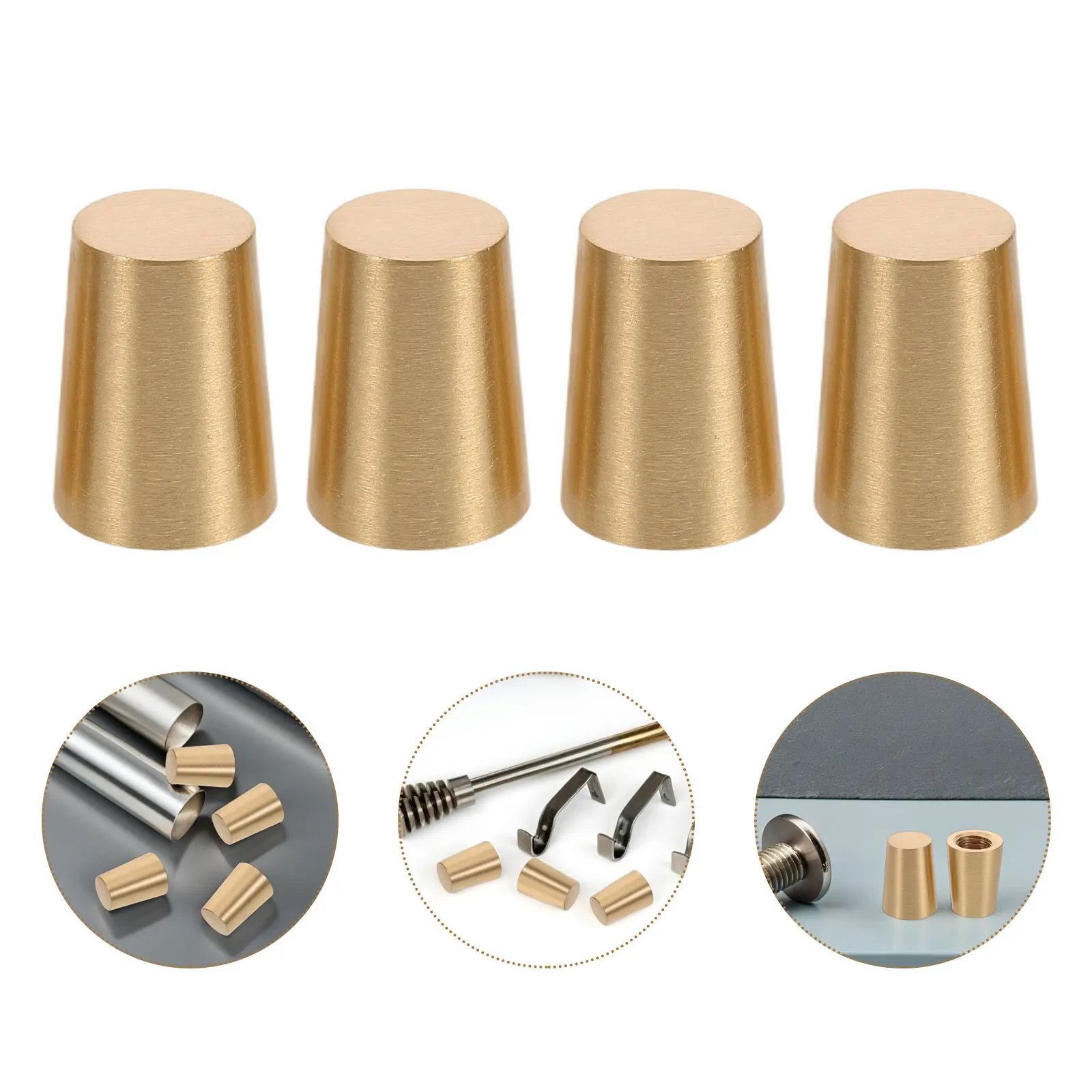 

4 pc Crafts Wooden Base Replacement Feet Brass Metal Tray Cabinet Chopping Board Decorative Display Stand Hardware Legs