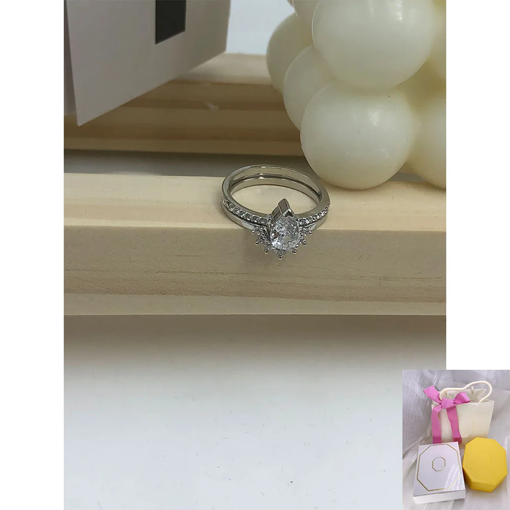 

New fashion hot selling mixed cutting white set ring, high-end exquisite holiday romantic gift