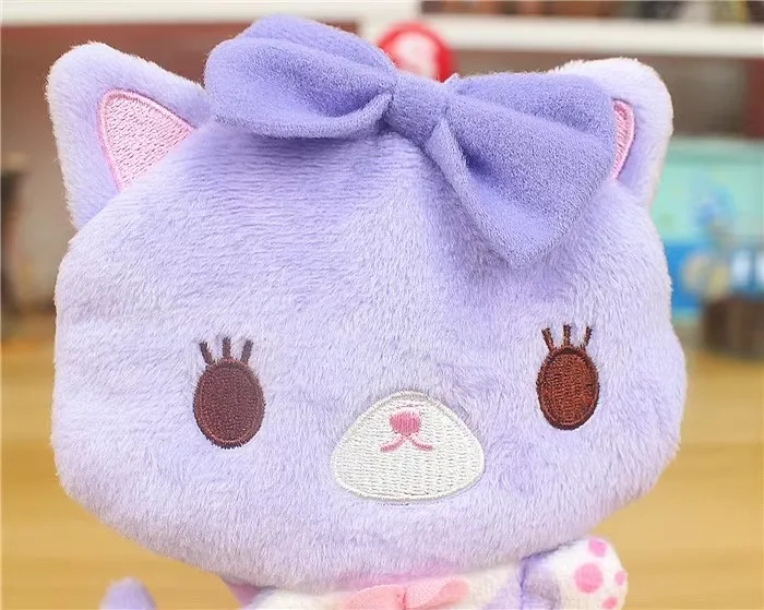 Mewkledreamy Purple Cat Plush Coin Purse Pouch Wallets Kawaii Cute Women Bag Keychain Key Chain Mini Small Storage Organizer Bag