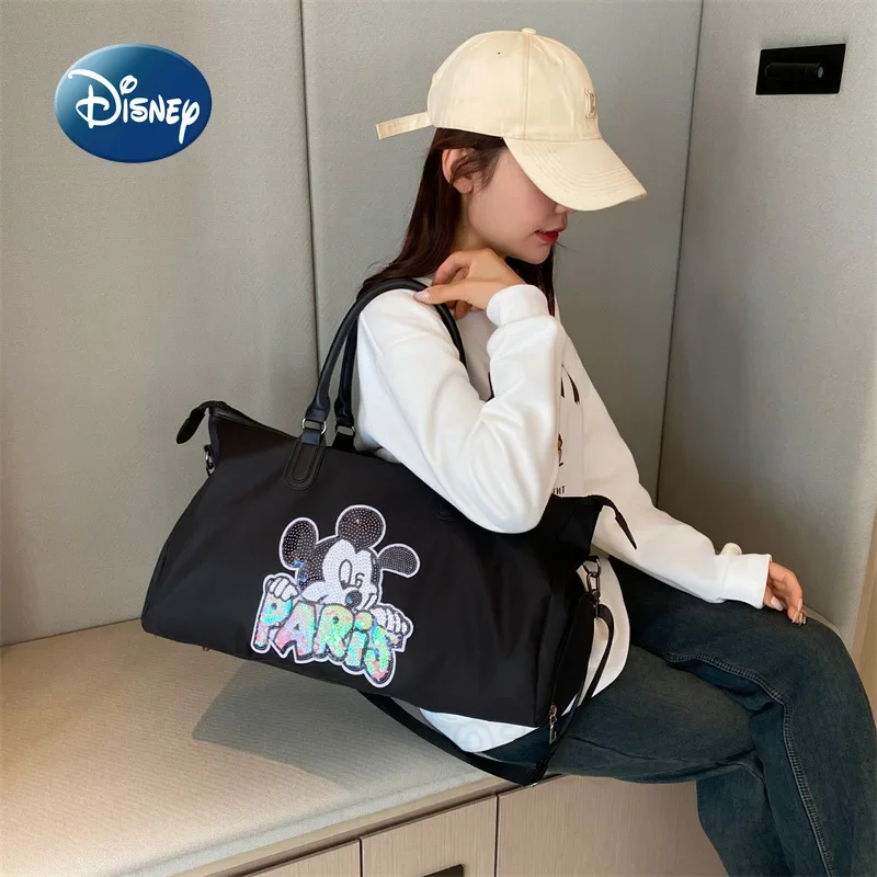 Disney Mickey New Travel Handbag Cartoon Portable Women\'s Travel Bag Large Capacity Multi Functional Waterproof Fitness Bag