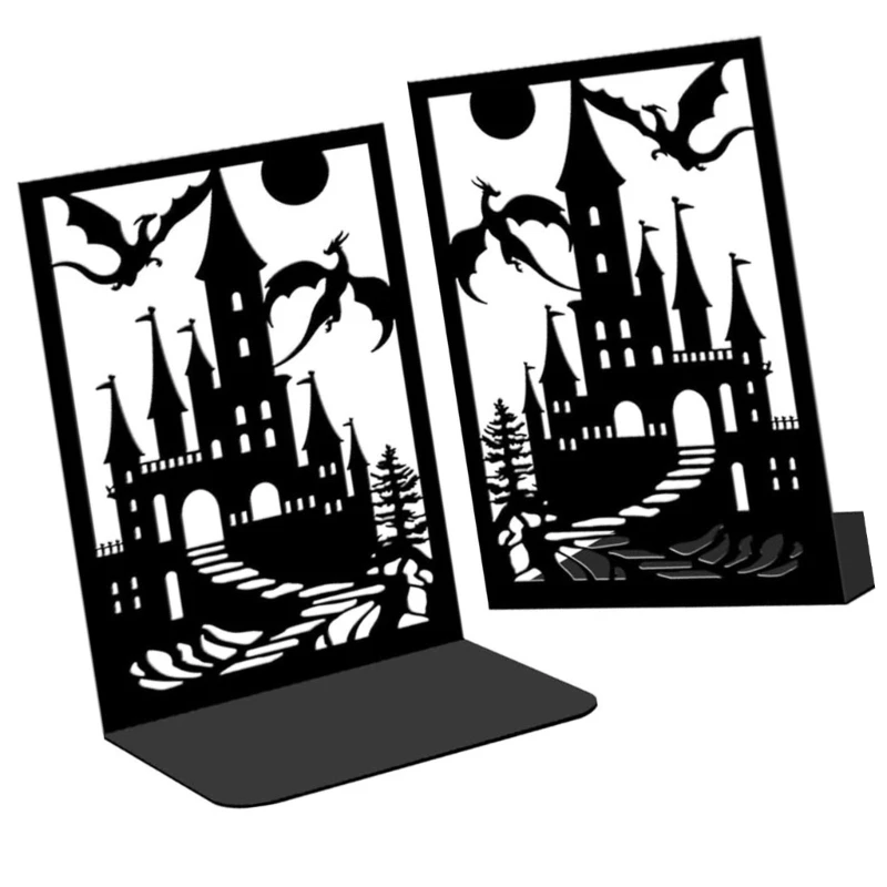 Bookends Metal Book Support With Artistic Cutout 