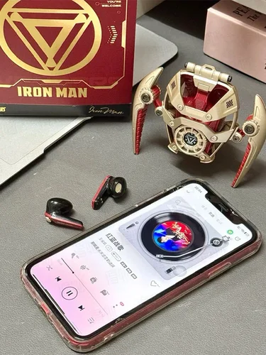 Imagen 2 del producto MARVEL colaboración Marvel Iron Man auriculares inalámbricos Bluetooth Mr28 Airpods Cool Rgb luz ambiental auriculares en forma de Mecha regalo