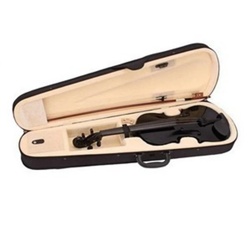 4/4 Violins Wooden Black Bright Faced Violins Entry Level Beginners Practice Violin Basswood Panel Violin for Children Adults