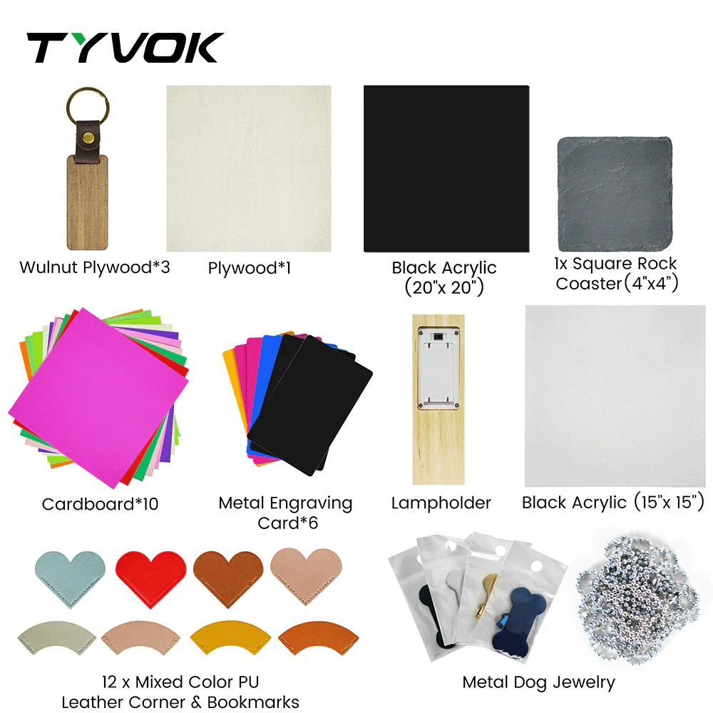 Tyvok Laser Engraver Color Auxiliary Paper Metal Carving Card Metal Wood Board Acrylic Paper Laser Cutting Machine Material Kit