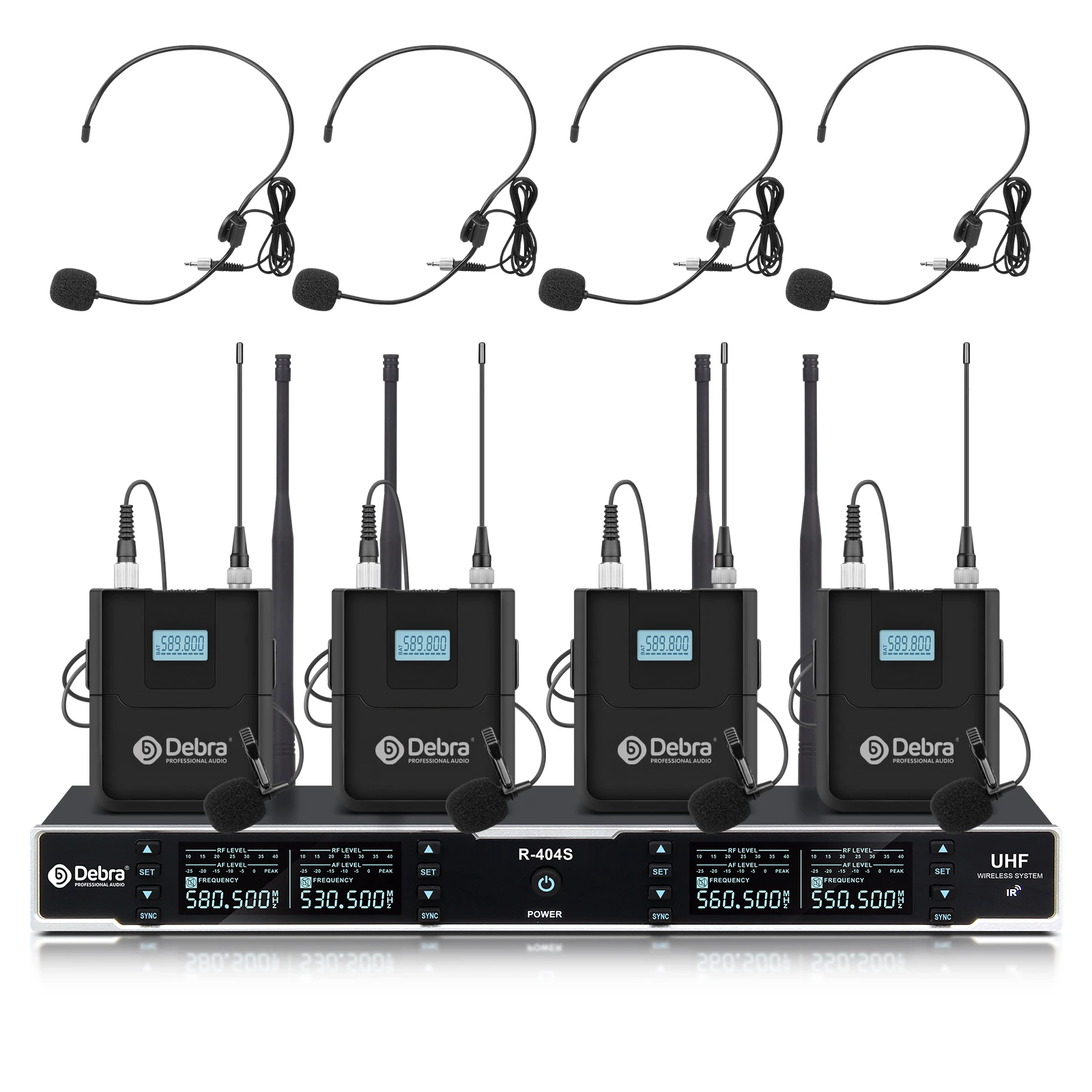 Debra R404 UHF professioneel draadloos microfoonsysteem, 80 m transmissieafstand, voor podiumoptredens en online lesgeven