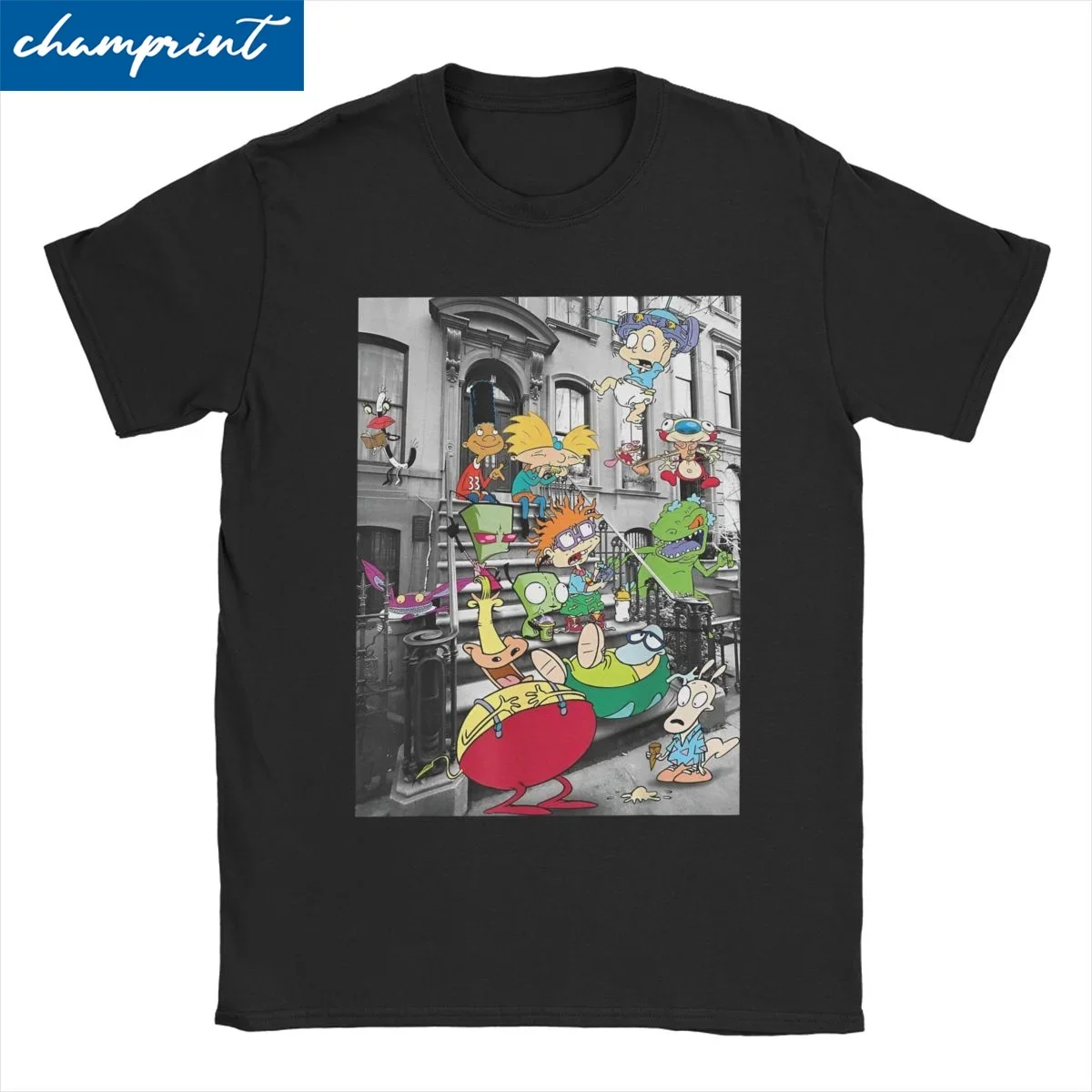 Nicktoons Hanging On Stoop T Shirt Men Women 100% Cotton Vintage T-Shirts Round Neck N-Nickelodeons Tee Shirt Tops Original