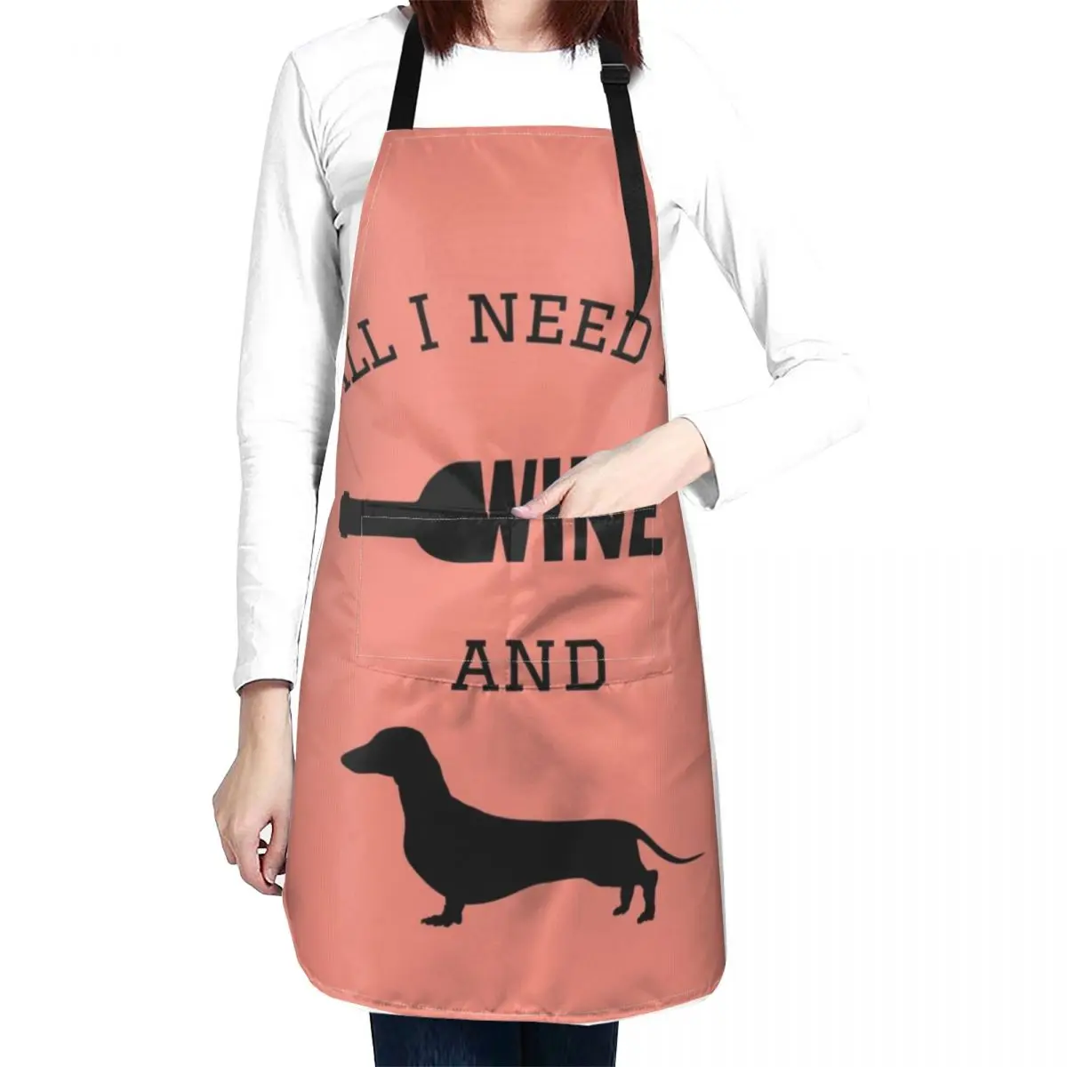 All I need is Wine and a Teckel Apron Kitchen New 2022 Year Chef Uniform Women Women Kitchen Kitchen Front Apron