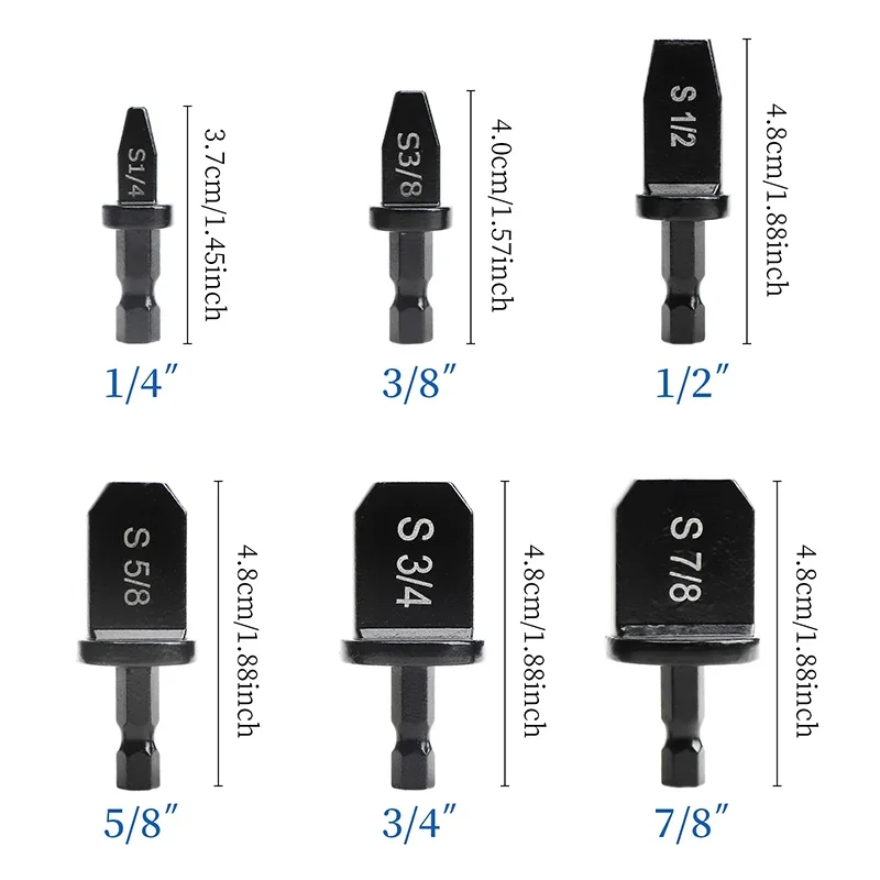 6pcs Drill Bit Tube Pipe Expander Imperial Drill Bit for Air Conditioner Conditioning Swaging Tool 7/8 3/4 5/8 1/2 3/8 1/4