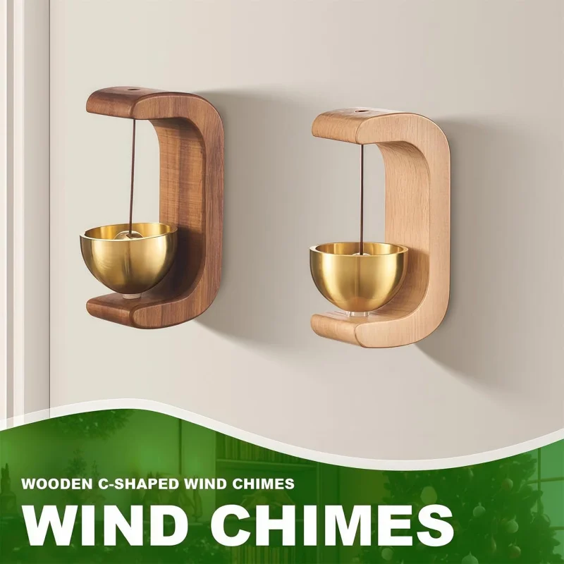 New Magnetic Wooden Doorbell, Suction Mount Solid Wood Wind Chime, Fit For All Door Materials, Home Restaurant Decor Accessory