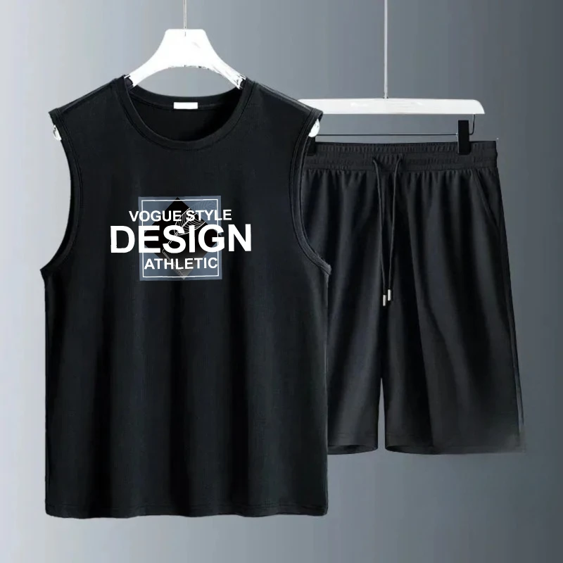 

Men's Tank Top Sets 2026 Summer Quick drying running seaside oversize 2 piece set beach Breathable crewneck two-piece set