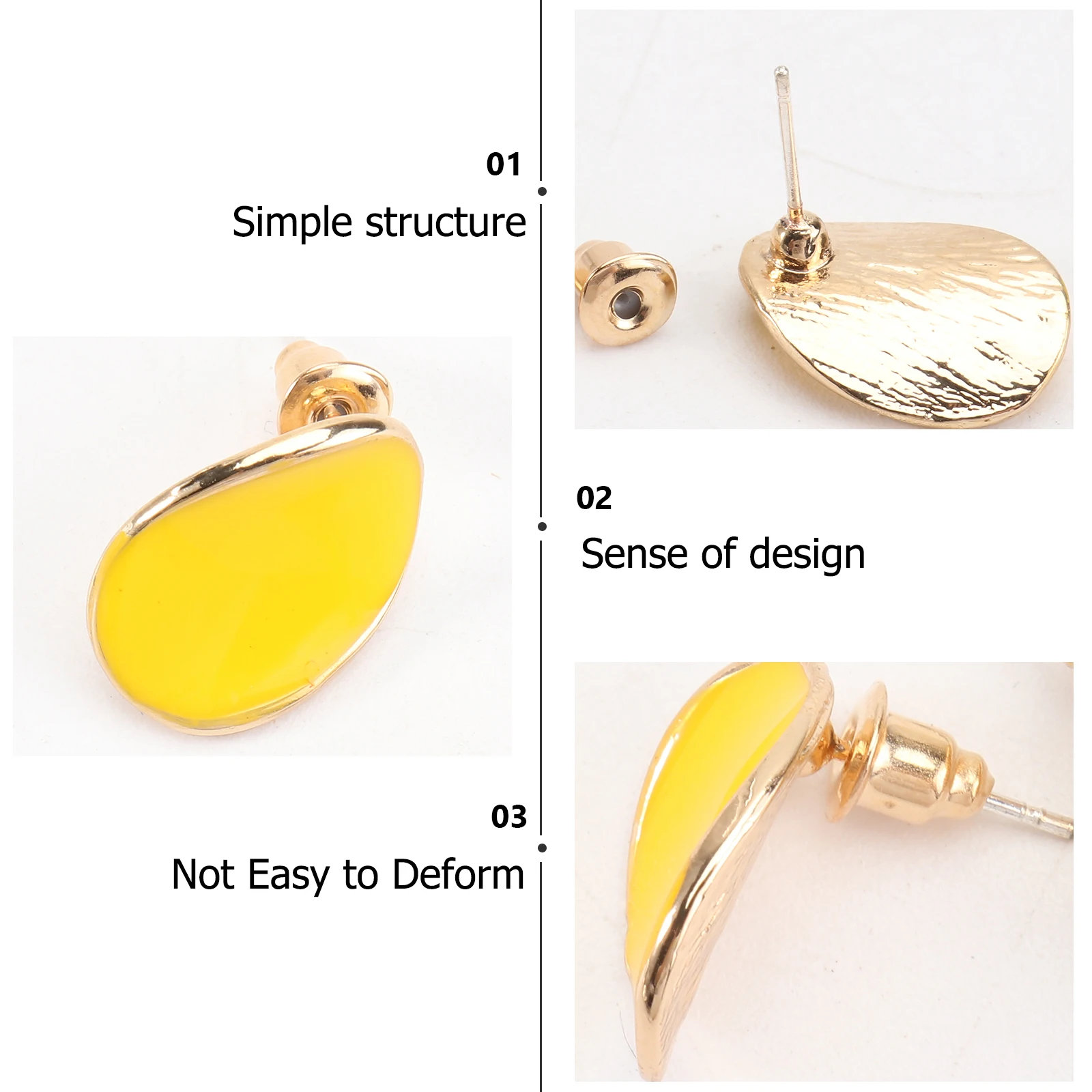

Earrings Simple Delicate Studs Yellow Color Women Accessories Eco Friendly Safe Material Stylish Elegant Design