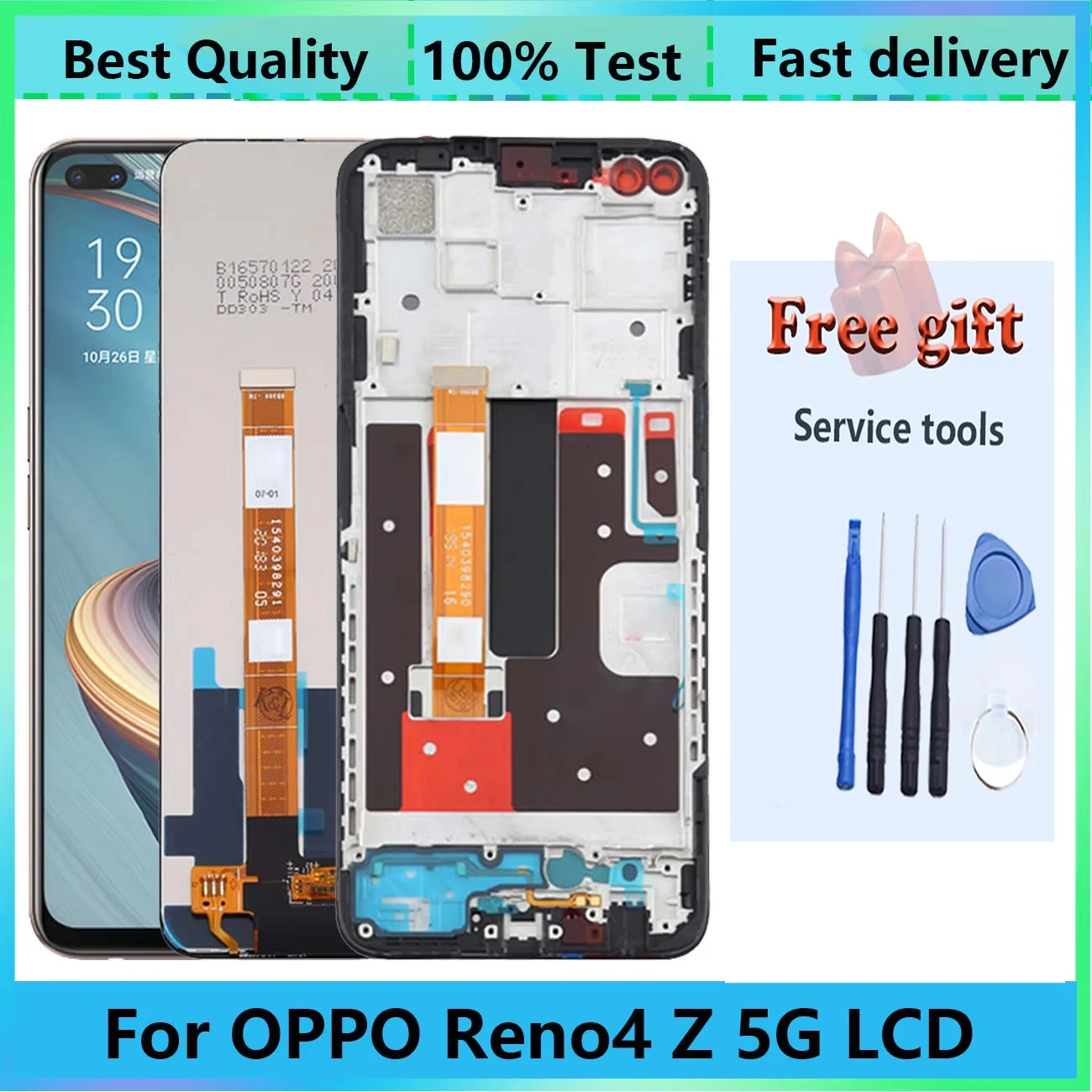 6.57\'Original Lcd Display For Oppo Reno4 Z 5G Full With Frame CPH2065 Screen Touch Panel Digitizer For  Reno4Z Replacement Parts