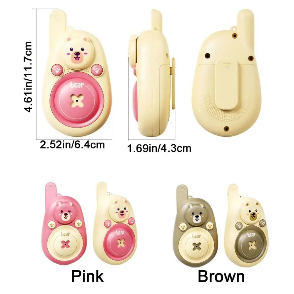 1 paire de talkie-walkie pour enfants, joli ours, lanière portable, appel en un clic, ours de dessin animé, longue portée