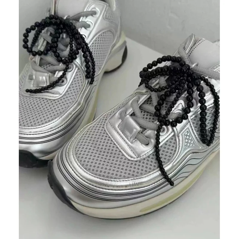 Trendy New Korean Niche Style Imitation Pearl Bow Men'S And Women'S Shoelaces Temperament Jewelry