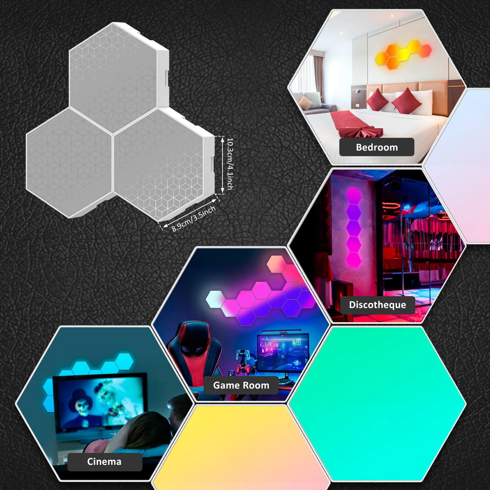 RGB Bluetooth LED Hexagon Light Indoor Wall Light APP Remote Control Night Light Game Room Valentine\'s Day atmosphere Decoration