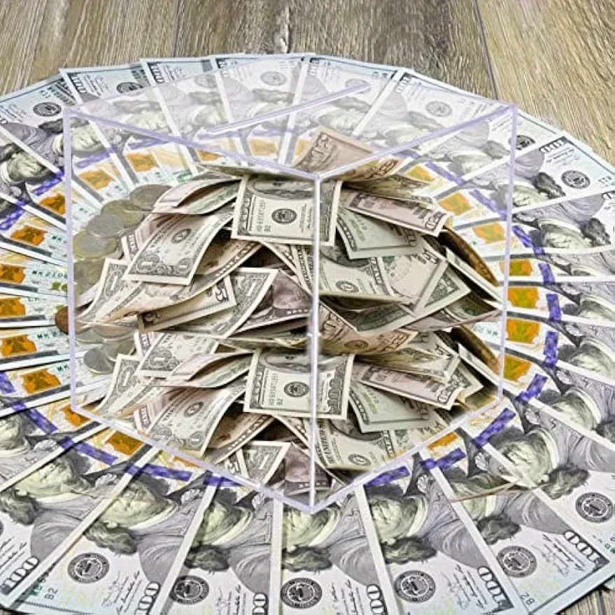 Tirelire carrée transparente en acrylique, banque de pièces en plastique dur Transparent, conteneur de collecteur d'argent, économie unidirectionnelle