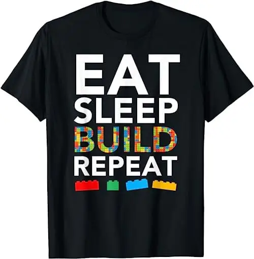 Sleep Eat Build Repeat Building Blocks Bricks Master Builder T Shirt Sweat 48414