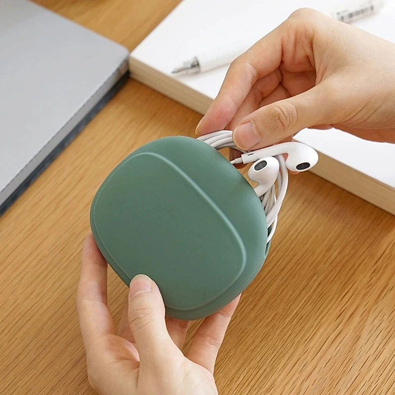 Silicone Wired Headphone Storage Bag, Small Portable Headphone Cable Data Cable Organizer Bag