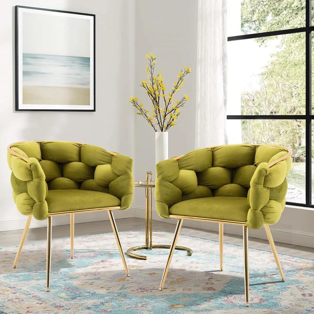 Dining Chairs Set of 4,Kitchen Dining Room Chairs,Modern Accent Chair with Golden Mental Legs, Upholstered