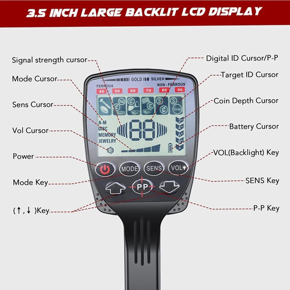 Foldable Metal Detector TX 610 Professional Waterproof Coil Gold Detector LCD Display High Accuracy Metal Detector