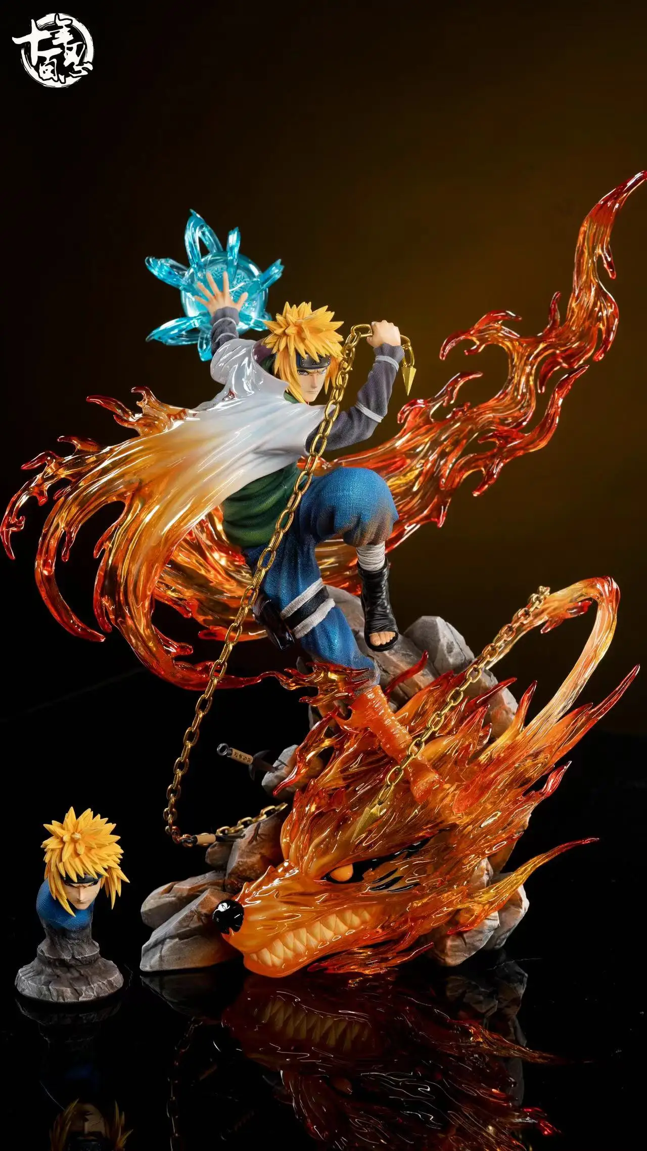 28Cm Resin Gk Naruto Namikaze Minato Double Headed Eagle Anime Action Figure Statue Ornament Model Garage Kit Doll Toys Gift